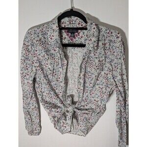 Tommy Hilfiger Floral Button Down Shirt L Large 100% Cotton Long Sleeve PREPPY